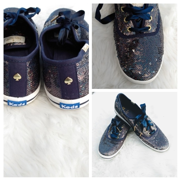 blue sequin sneakers